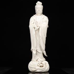 An Exquisite Blance-De-Chine Statue of Avalokitesvara