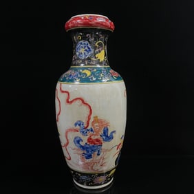 A Huge Famille-Rose Character and Story Pattern Vase