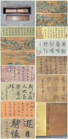 A Chinese Hand Scroll Ink Painting of Landscape and Figure on Silk,Wang Ximeng