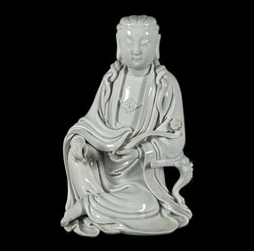 A Solemn Blance-De-Chine Statue of Avalokitesvara
