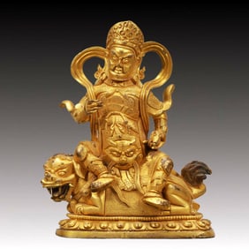 An Excellent Gilt-Bronze Figure Of Vaishravana