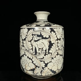 An Exquisite Cizhou yao Flower and Fish Pattern Vase