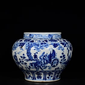 A Rare Blue and White Character and Story Pattern Jar