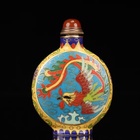 An Exquisite Cloisonne Dragon and Phoenix Pattern Snuff Bottle