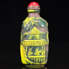 An Exquisite Glass Landscape and Figure Pattern Snuff Bottle