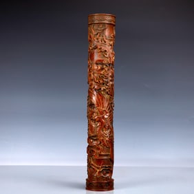 A Rare Boxwood Phoenix Pattern Incense Tube