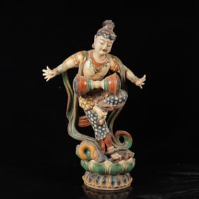 An Exquisite Tang Tri-Color Glazed Pottery Dancing Figurines