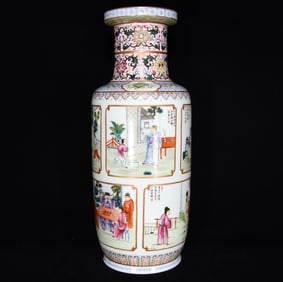 A Huge Famille-Rose Figure and Story Pattern Vase,with Poem