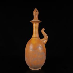 An Exquisite Tang Tri-Color Glazed Pottery Elephant Vase