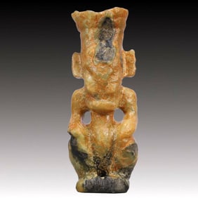 An Archaic Hongshan Culture Yellow Jade Figure Ornament