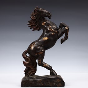 A Solemn Gilt Bronze Horse Ornament