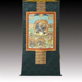 A Rare Brocade Painted Color Statue of Yamantaka Tangka