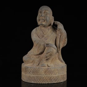 An Exquisite Limestone Statue of Arhat Ornamen