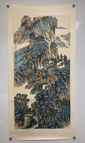 A Chinese Ink Painting of Character and Story on Paper