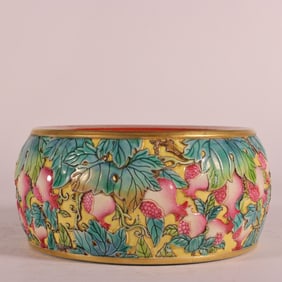 An Exquisite Enamel Pomegranate Pattern Inkstone