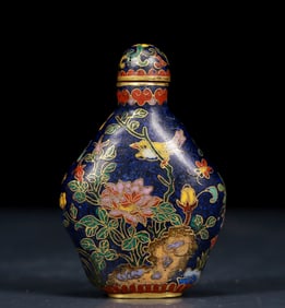 An Exquisite Cloisonne Flower and Bird Pattern Snuff Bottle