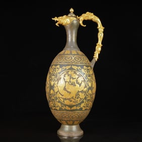 A Huge Gilt Silver Auspicious Beast Pattern Ewer