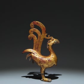 A Rare Gilt Bronze Phoenix Ornament