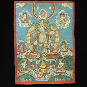 A Rare Brocade Painted Color Statue of Tara Tangka