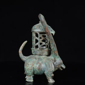 An Archaic Bronze Buffalo Palace Lantern