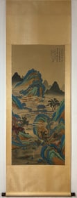 A Chinese Vertical Scroll Ink Painting of Landscape on Paper