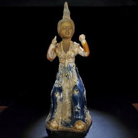 A Rare Tang Tri-Color Glazed Pottery Figure Ornament