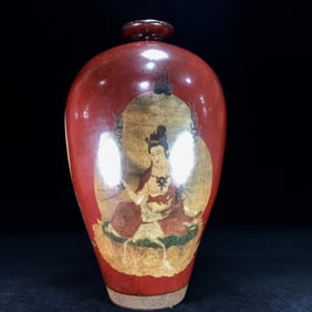An Exquisite Jian yao Painted Color Figure Pattern Vase