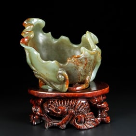 An Exquisite Gaogu yu Lotus Pattern Brush Washer