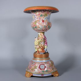 An Exquisite Famille-Rose Figure Pattern Tripod Incense holder
