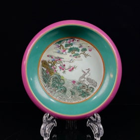 An Exquisite Ruby Red-Glazed Pine and Crane Pattern Brush Washer