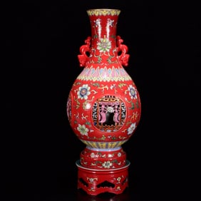 A Huge Enamel Flower Pattern Vase