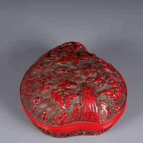 An Exquisite Carved Red Lacquer Figure Pattern Box with Cover