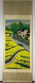 A Chinese Vertical Scroll Ink Painting of Landscape on Paper