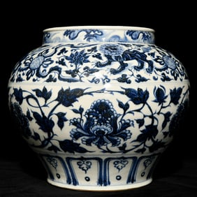 An Exquisite Blue and White Peony Pattern Jar