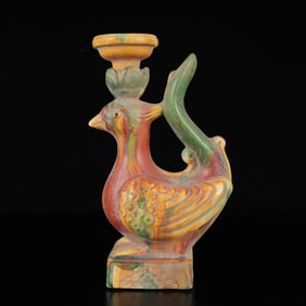 An Exquisite Tang Tri-Color Glazed Pottery Auspicious Beast Ornament