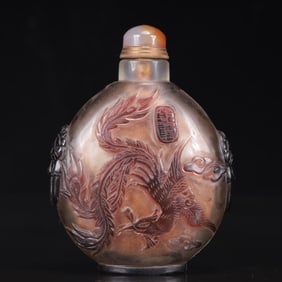 An Exquisite Glass Phoenix Pattern Snuff Bottle