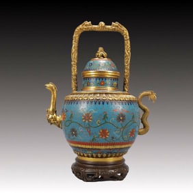A Exquisite Cloisonne Lotus Pattern Dragon Pattern Ewer