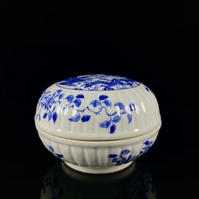 An Exquisite Blue and White Dragon and Phoenix Pattern Box
