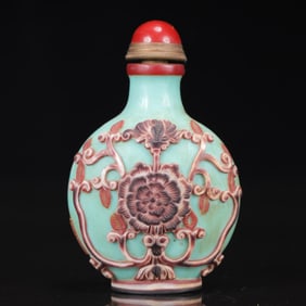 An Exquisite Glass Flower and Bird Pattern Snuff Bottle