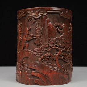 An Exquisite Bamboo Landscape Pattern Brush Pot