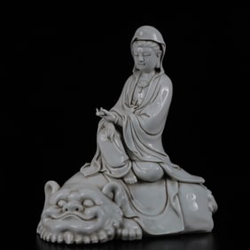 An Exquisite Blance-De-Chine Statue of Manjusri