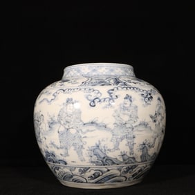 An Exquisite Blue and White Character and Story Pattern Jar