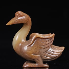 An Exquisite White Jade Goose Ornament