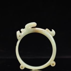 An Archaic Hongshan Culture White Jade Cicada Pattern Bracelets