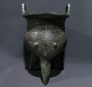 A Huge Bronze Beast-Face Pattern Double-Ears and Tripod Censer
