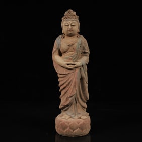 An Exquisite Camphor Wood Painted Color Statue of Avalokitesvara