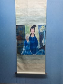 A Chinese Vertical Scroll Ink Painting of Figure on Paper