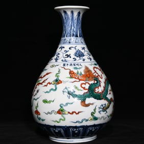 An Exquisite Blue and White Dragon and Phoenix Pattern Vase