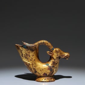 A Rare Gilt Bronze Sheep Cup