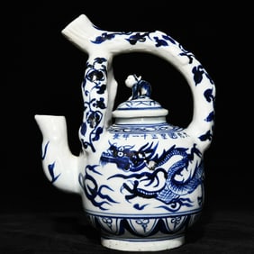 An Exquisite Blue and White Dragon Pattern Pot